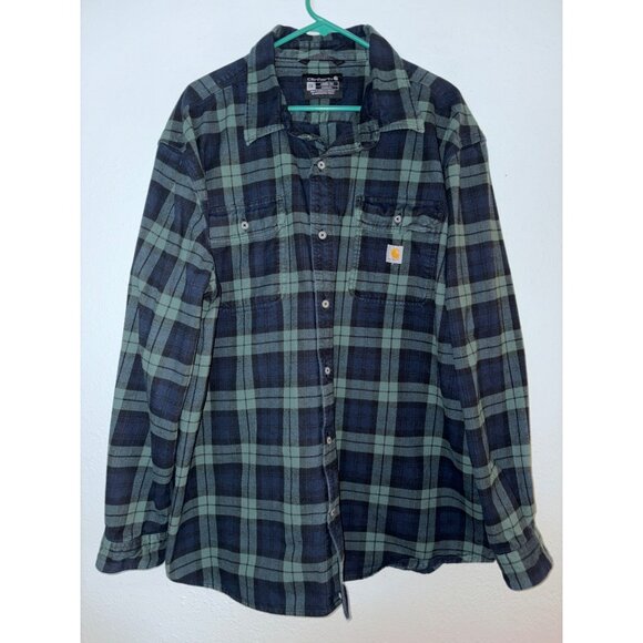 Carhartt Heavyweight Flannel Loose Fit Button-Down Work Shirt Size 2XL - Picture 1 of 8